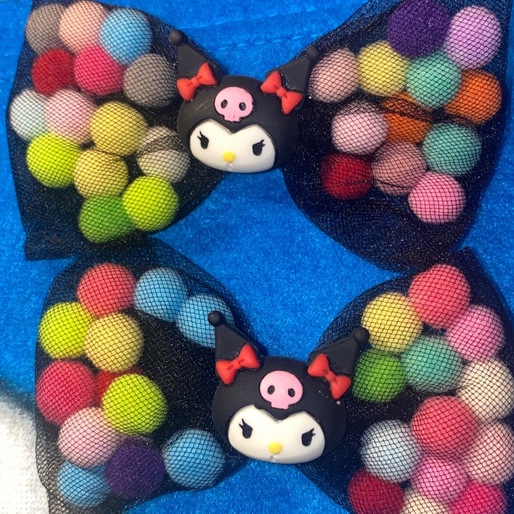 Kuromi black bow claw hair clip total 2